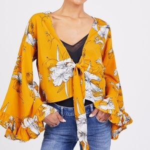 i Madeline Tie Front Crop Top